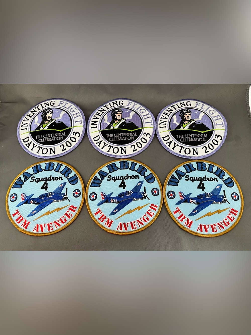 EAA Warbird Squadron 4 TBM Avenger Embroidered Patches Lot